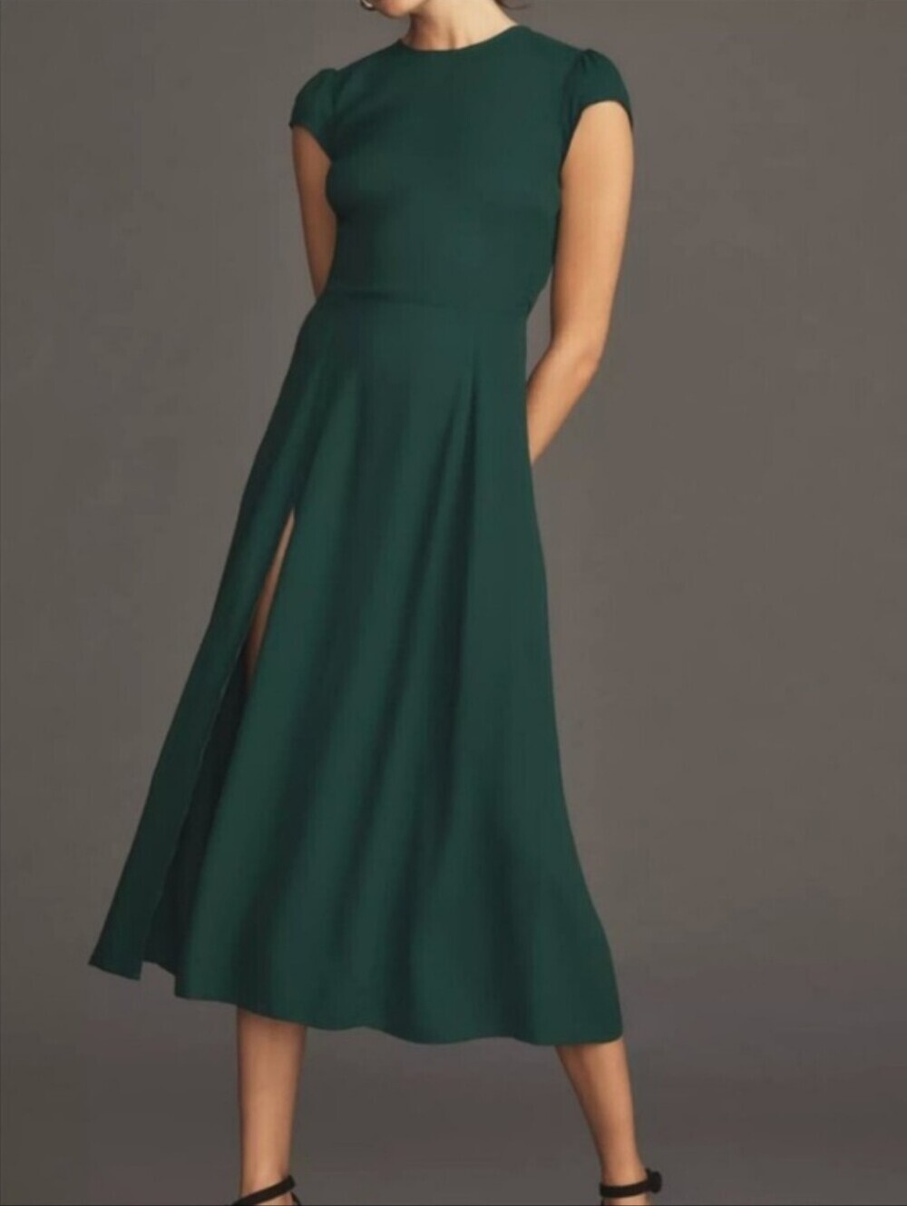 Reformation Gavin Emerald Green Cutout Back Midi Dress Size 6 Petite